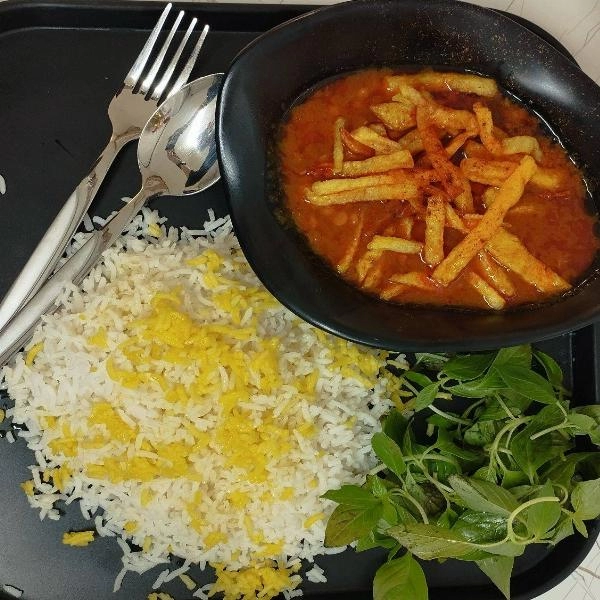 چلو خورشت قیمه سیب زمینی